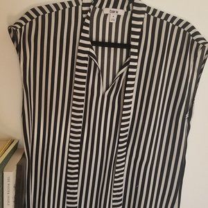 Bar III Short Sleeve Blouse - black/white stripe